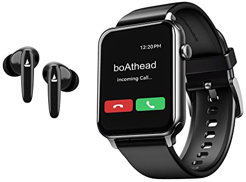 boAt Airdopes 181 in-Ear True Wireless Earbuds with ENx Tech, Beast Mode(Low Latency Upto 60ms) for Gaming, with Mic, ASAP Charge, 20H Playtime & IWP(Carbon Black) & Call Smart Watch